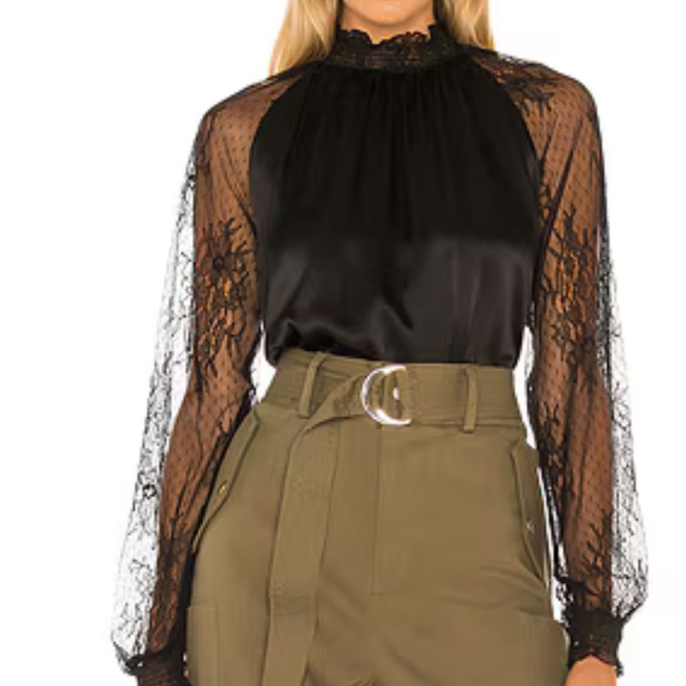 Generation Love Black Lace Sleeve Blouse
